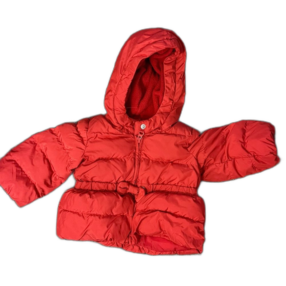 GAP Vibrant Red Baby Puffer Jacket Bow 6-12MO